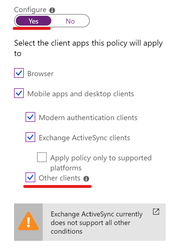 Conditional Access CLient Apps