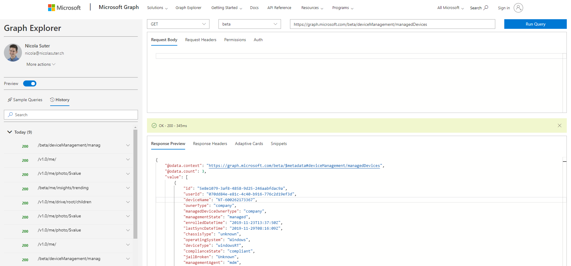 Microsoft Graph Explorer