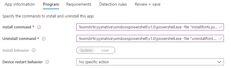 Intune install font