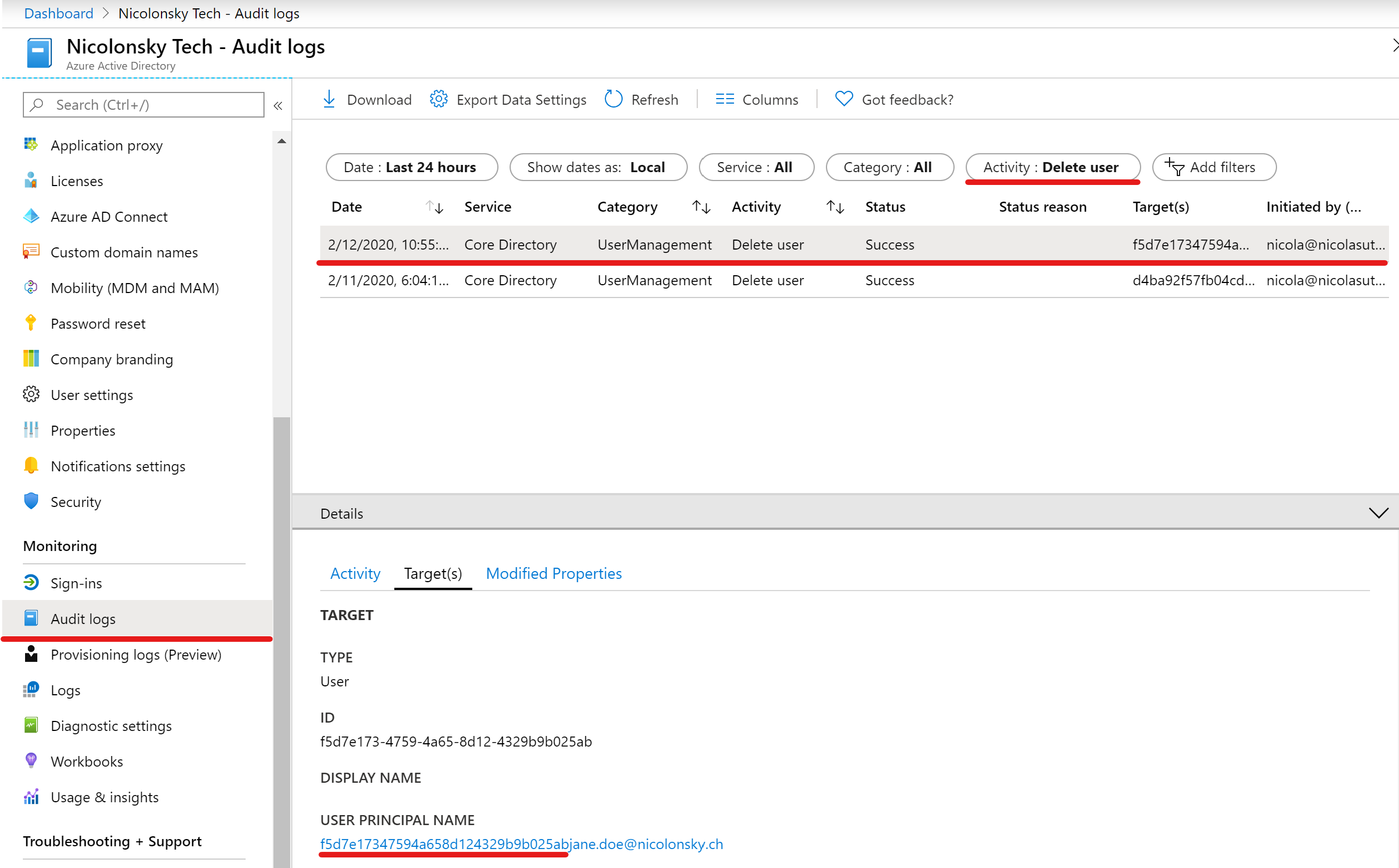 Azure AD Audit Logs