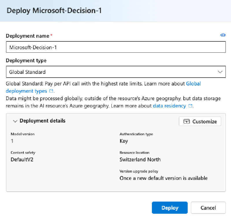 Deploy Microsoft-Decision-1 in Foundry